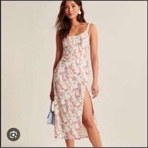 Abercrombie & Fitch Pink and Cream Floral Midi Dress